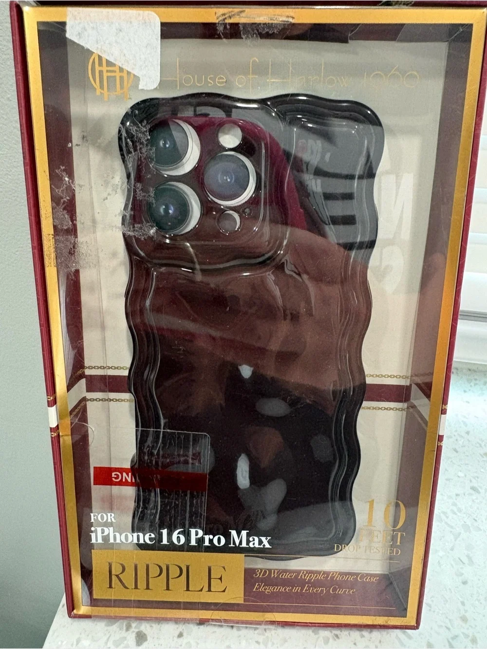 House of Harlow 1960 Ripple 3D Water Phone Case in Dark Red